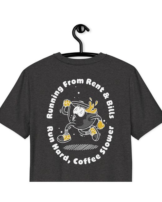 Anchor and Crew Black Heather Gustatory Coffee Over Bills Organic Cotton Embroidered T-Shirt for men