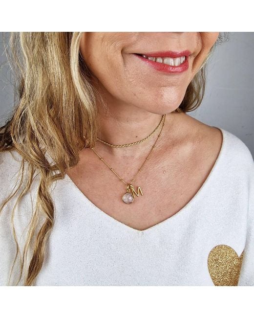 Harfi Metallic Vermeil Plated Herkimer Diamond April Birthstone Crystal Initial Pendant Charm Necklace