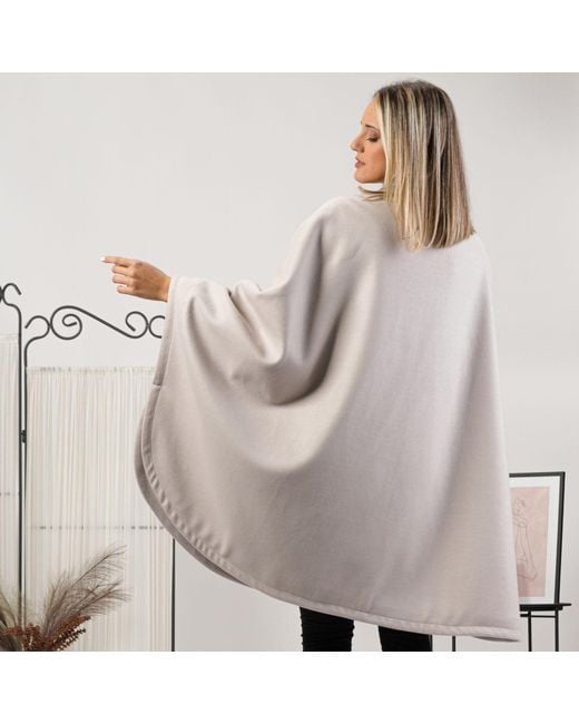 Nikka Place Gray Wool Poncho Cape Coat With Buttons
