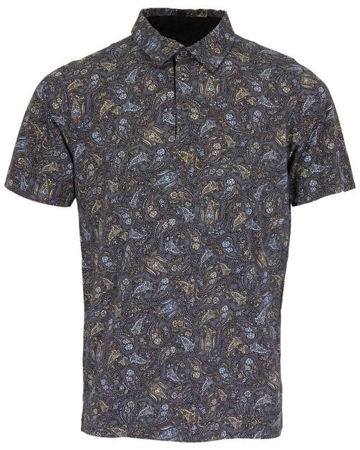 Lords of Harlech Gray Pietro Madrid Paisley Polo Shirt for men