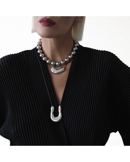London Atelier Byproduct Metallic Wish Bone Geometric Pendant Necklace