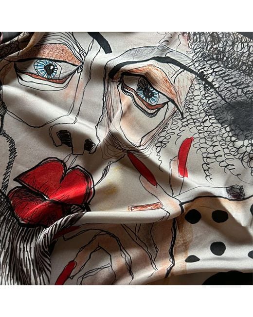 Una Berzina Gray Printed Scarf Cigarette