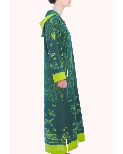 Tiger and the Monkey Green The Veronica Organic Handloomed Cotton Kaftan Dress