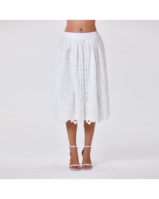 Smart and Joy Gray Jupe Midi En Coton Brodé