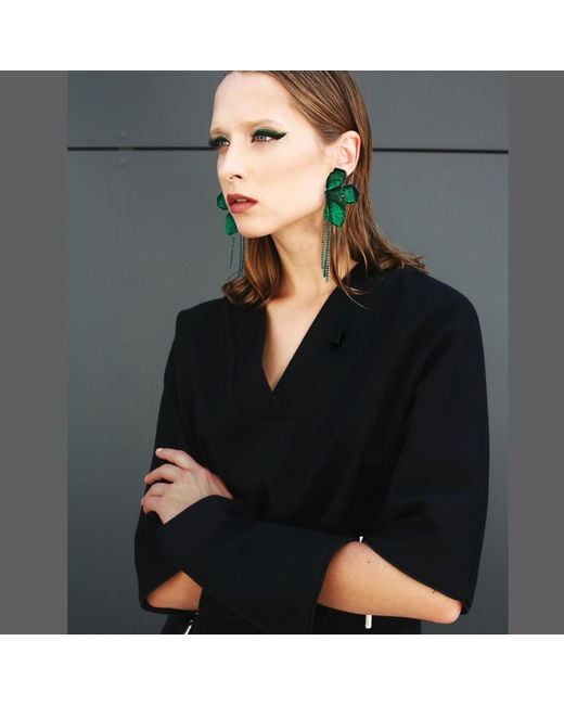 Laura Daili Green Emerald Blossom Earrings