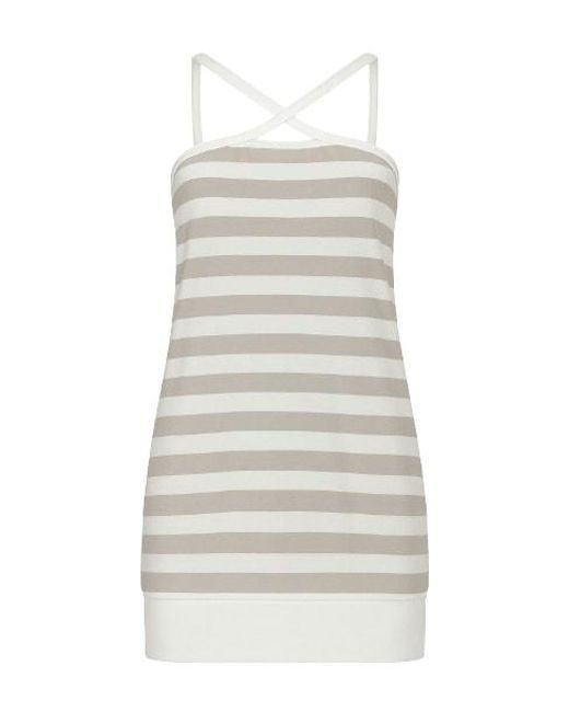 Conquista White Strappy Striped Mini Dress