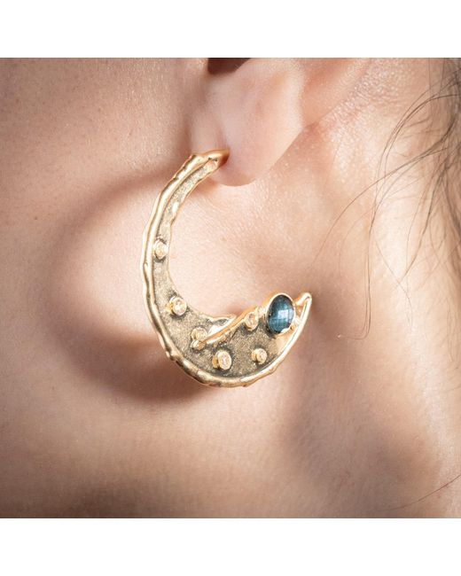 Rare Matters Jewelry Metallic Timeless Organic Crescent Hoop Earrings