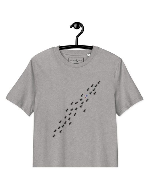 Anchor and Crew Gray Heather Ants Where's William Going? Organic Cotton T-Shirt