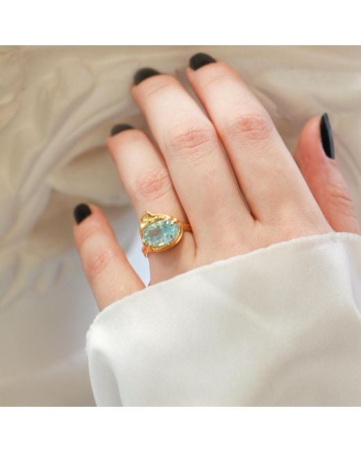 Agora Jewellery Blue Calla Stone Plated Ring