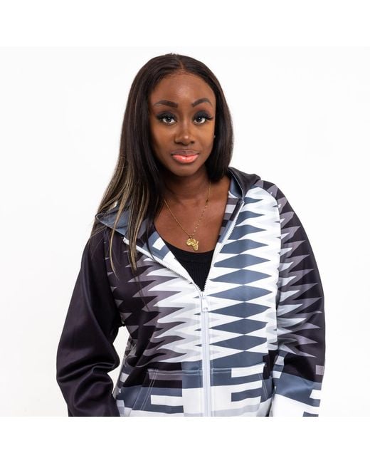 Ohema Ohene Black Hooded Kente Print Tracksuit Co-Ord Set – Monochrome for men