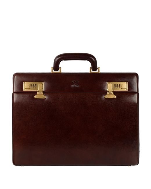 Time Resistance Red Leather Attaché Case Briefcase