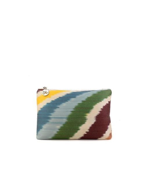 SJW BAGS LONDON Green Aquila Ikat Clutch Bag