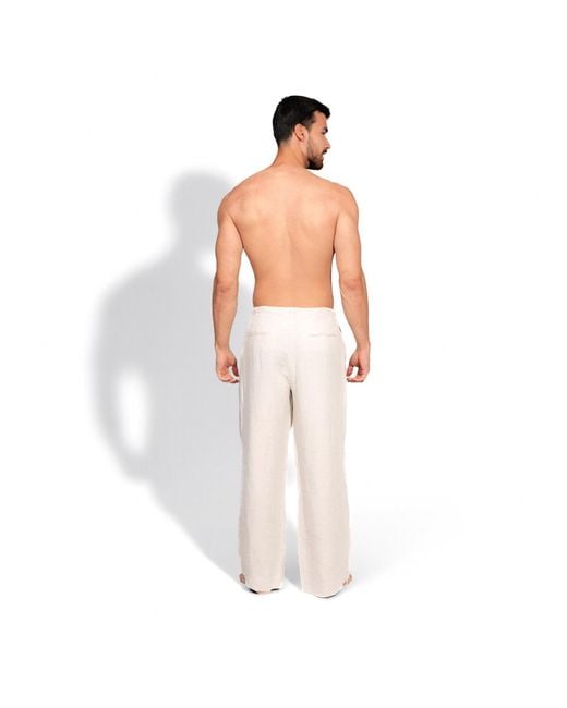 Maison Tangerine Natural Neutrals Linen Wide Leg Long Trousers Sand For