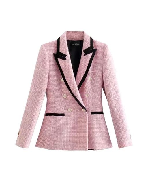 Chanel Joan Elkayam Pink Contrast Trim Tweed Jacket