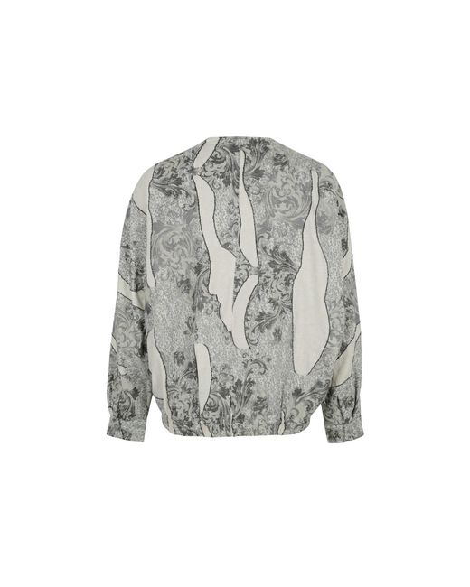 Modenaire Gray Printed Zip Front Jacket With Baroque Pattern for men