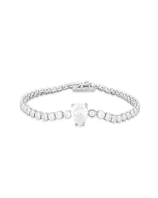 SHYMI Metallic Round Tennis With Center Pear Stone