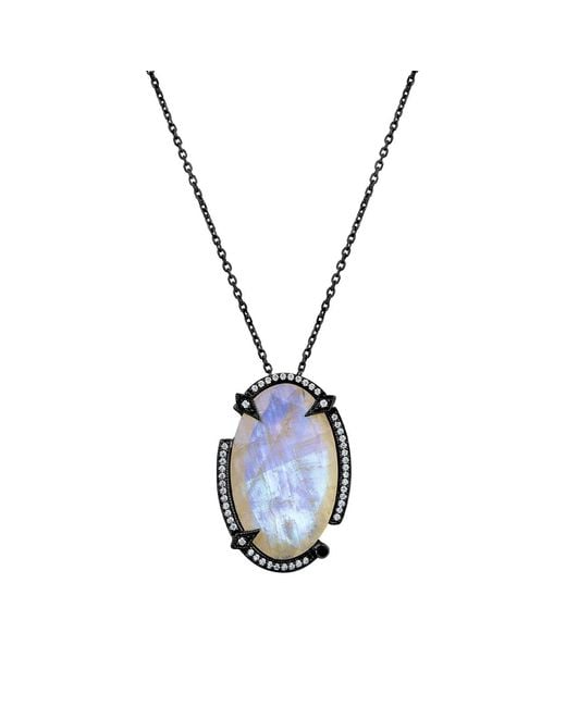 SALLY SKOUFIS Metallic Quest Necklace With Natural Diamond & Moonstone