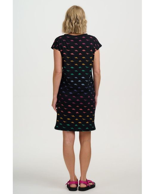 Sugarhill Black Katelyn Jersey T-Shirt Dress, Jurassic Jive