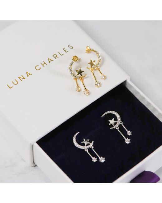 Luna Charles Metallic Zoe Moon & Star Drop Earrings