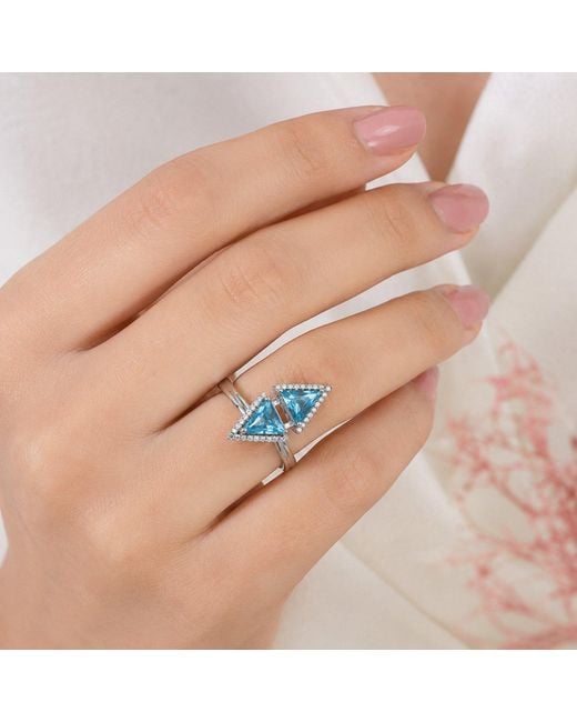 Artisan Blue 18K Aquamarine & Diamond Geometric Statement Ring