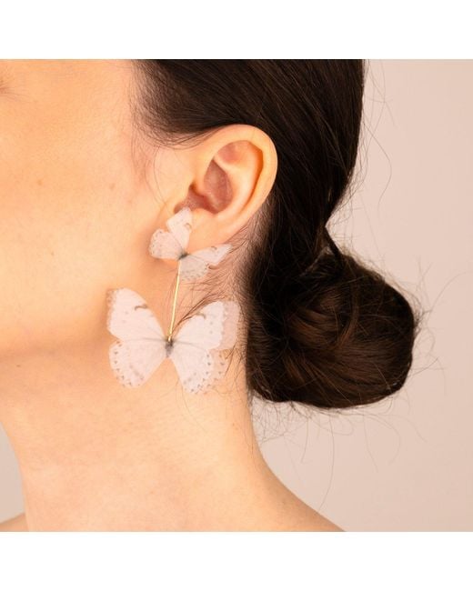 Oana Savu White Silk Butterfly Earrings Ethereal Bridal Wedding Day Butterfly Jewelry Accessories