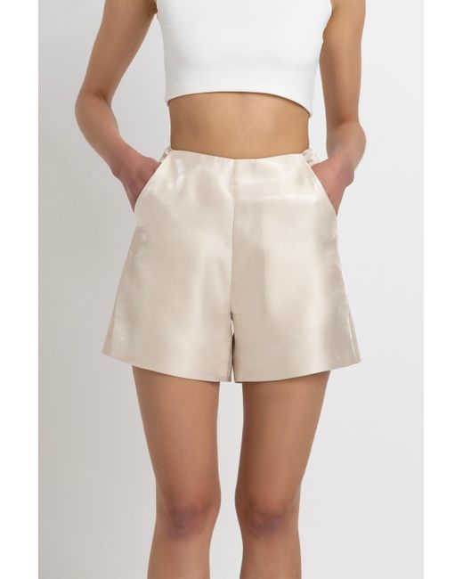 Amy Lynn Natural Neutrals Aurora Tailored Satin Shorts