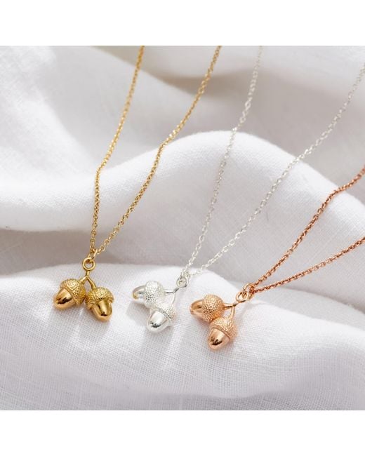 Posh Totty Designs Metallic Yellow Gold Plated Acorn Charm Necklace