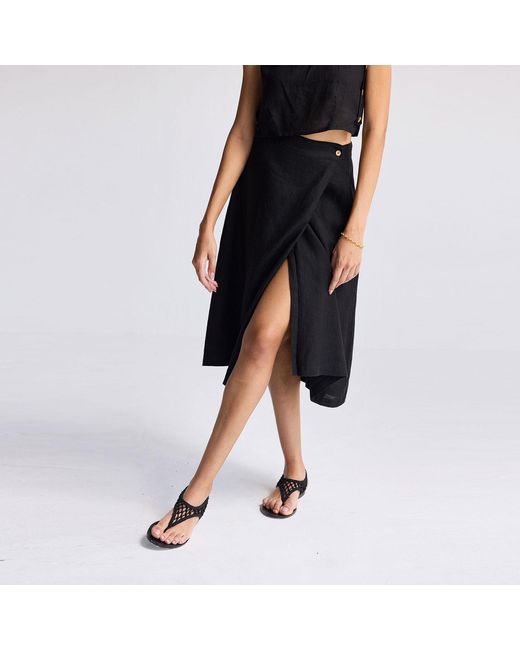 REISTOR Blue Overlap Midi Skirt
