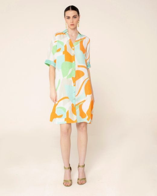 Niza Orange Short Shirt Dress Bora