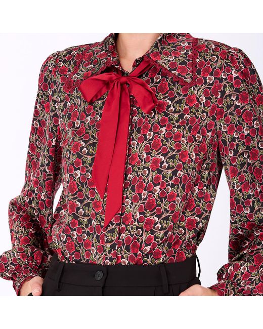 Smart and Joy Red Ascot Tie Print Shirt