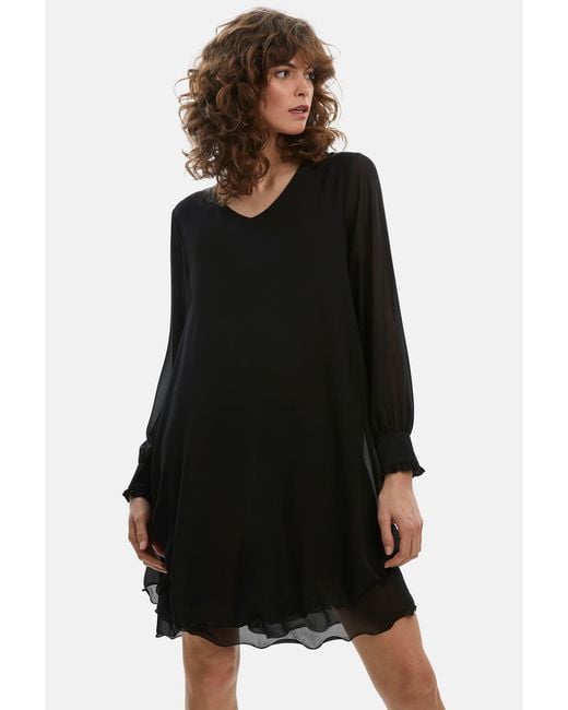 James Lakeland Black Long Sleeve Wave Hem Dress