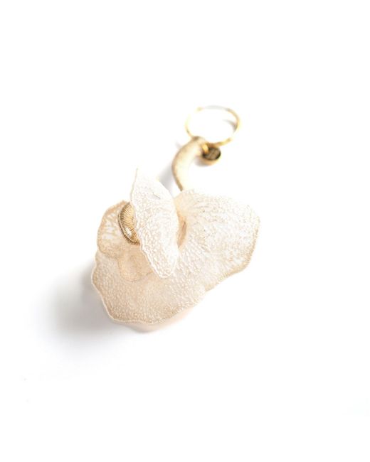 Nana Watanabe Metallic Neutrals Fragrant Vines Petal-Like Embroidered Earrings