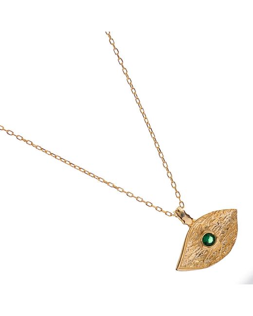 Ebru Jewelry Metallic Cleopatra's Emerald Guardian Eye Necklace