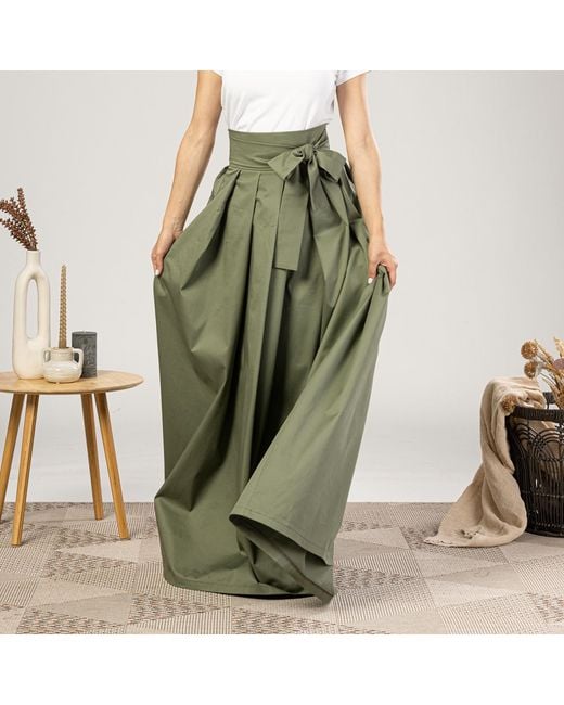 Nikka Place Green Formal Pleated Long Skirt