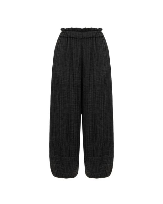 Lilamie Black Bruges Loose Fit Elastic Waist Short Summer Pants