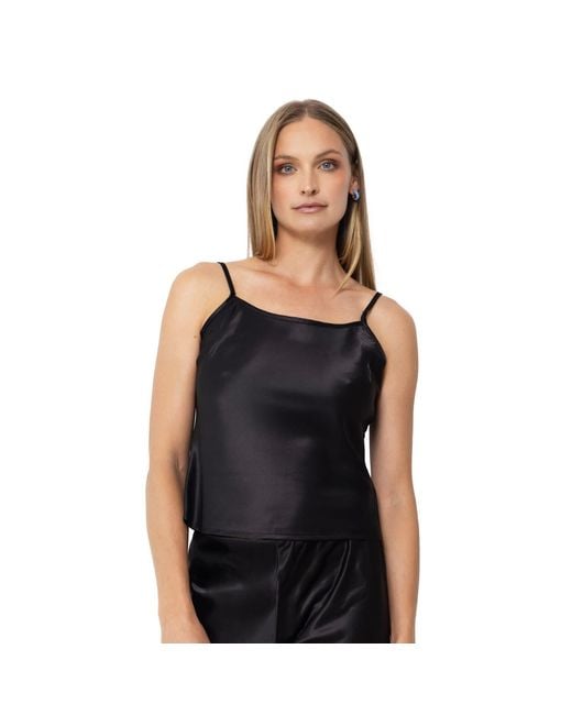 Self-Adore Black Olivette Satin Top