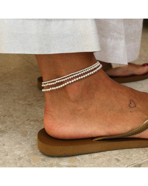 The Pheia Metallic Triple Layer Bead Anklet