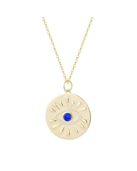 KAMARIA Metallic Evil Eye Opal Medallion Necklace