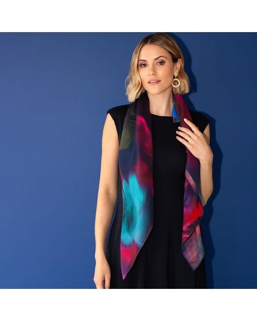 Alie Street London Red Leoni Silk Wool Scarf Moonlit Florals