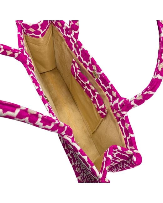 Berber Leather Pink Neutrals Moroccan Geometric Print Fabric Tote Bag