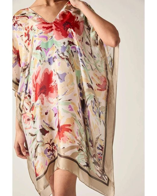 James Lakeland White Floral Mosaic Kaftan