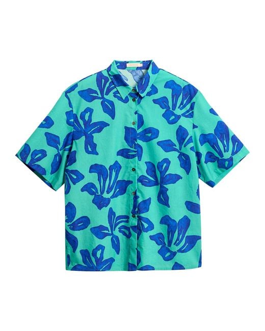 Lost Pattern Blue Tropical Bliss Oversized Shirt