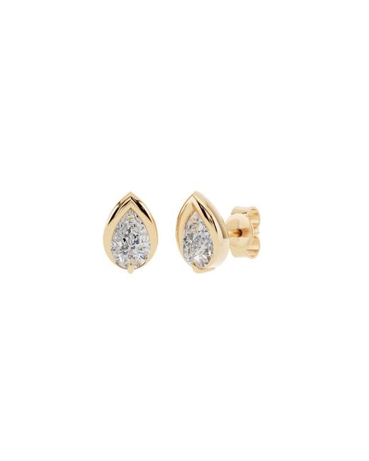 Aya Fine Jewelry Metallic Pear Lab Diamond Bezel Stud Everyday Earrings