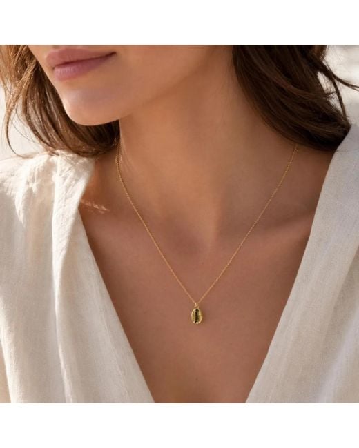 Mother Nature Jewelry Metallic Coffee Bean Necklace, Handmade Minimalist Pendant