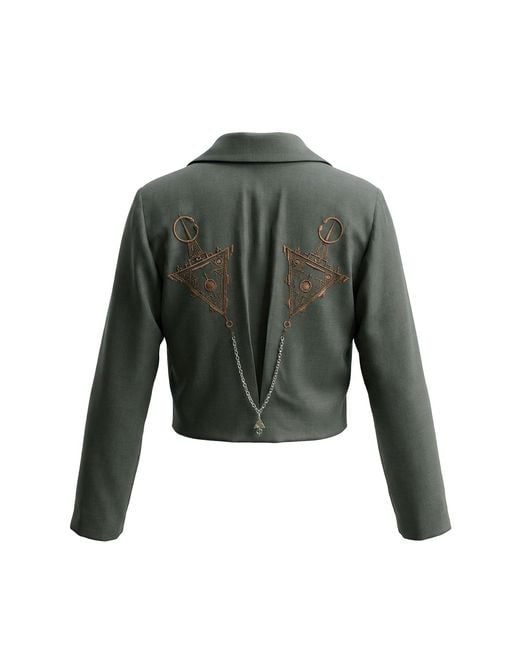 L2R THE LABEL Green Cropped Double Breasted Blazer