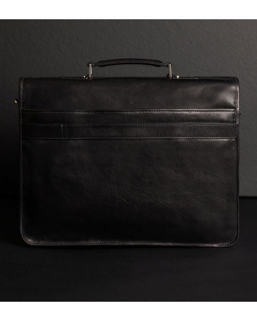 Time Resistance Black Leather Satchel Bag for men