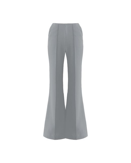 Solgo Atelier Gray Jessica Fit And Flare Crepe Pant With Pintuck Detail