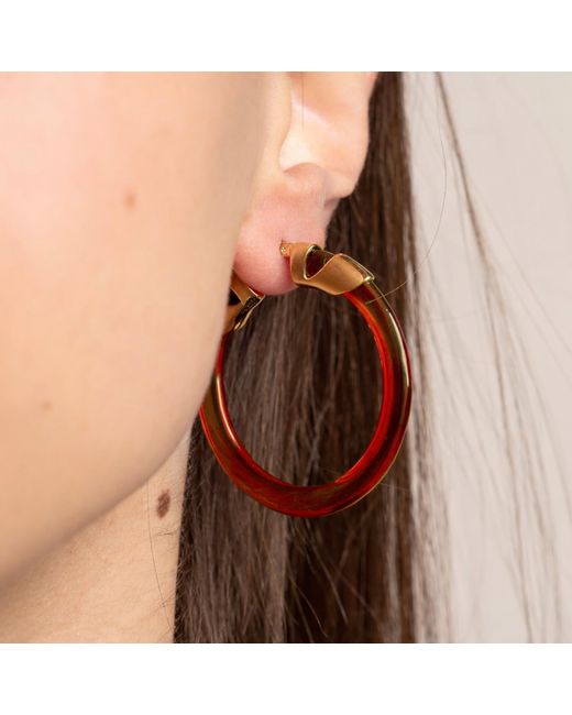 Gold & Honey Multicolor Garnet Classic Flat Lucite Birthstone Hoop Earrings