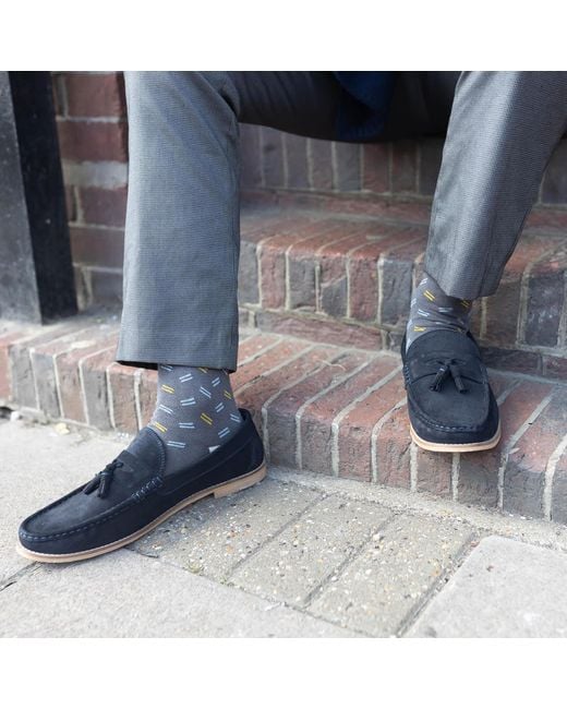 Peper Harow - Made in England Gray Parallel Socks for men