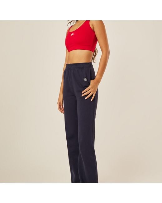 Be Athletica Blue Varsity Athletica Wide-Leg Pants